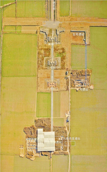 洛陽(yáng)城宮城中樞區(qū)發(fā)掘位置圖(上南下北) 河南省文物局供圖