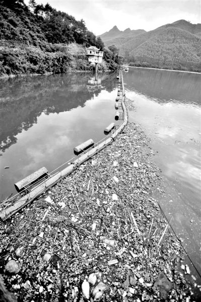 7月7日，廣西賀州市賀江合面獅段被污染的水域。據(jù)新華社