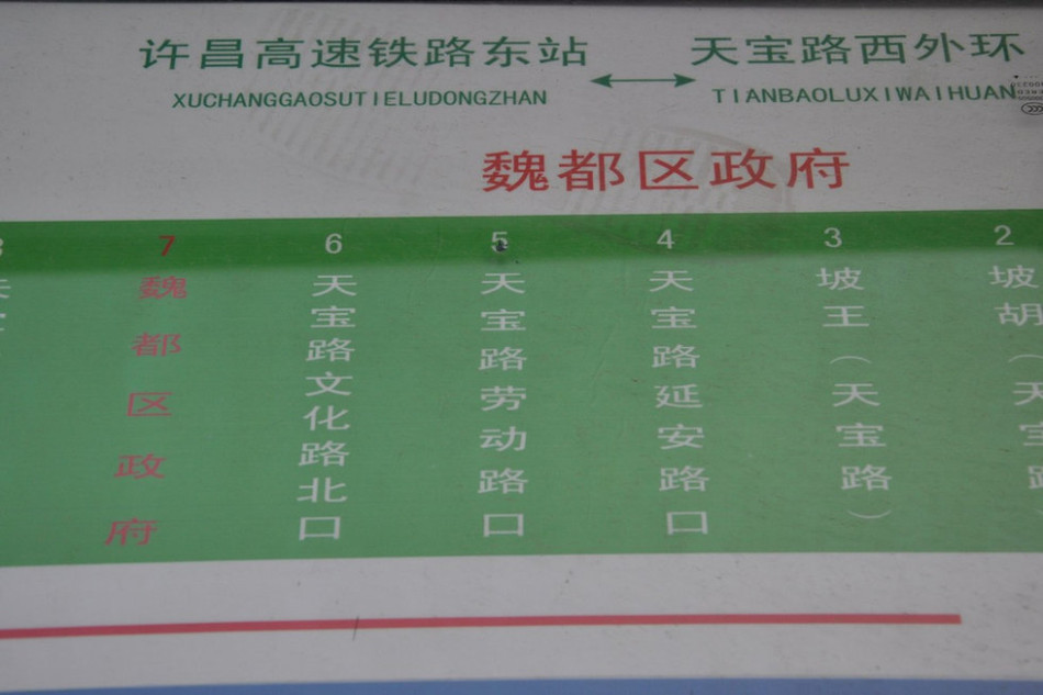 魏都區(qū)政府對面的公交站牌顯示此站為魏都區(qū)政府。來源：光明網(wǎng)