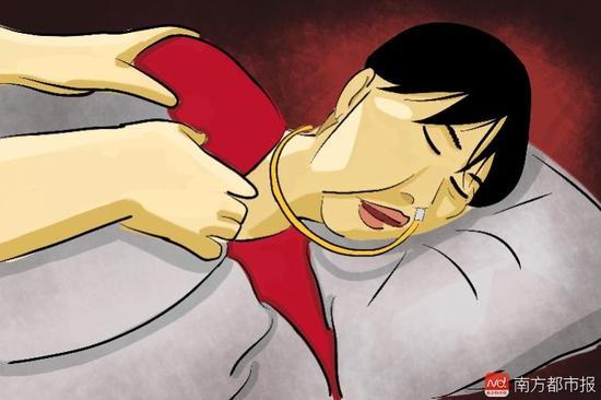 妻子張津華再?zèng)]能醒來，這個(gè)正處盛年、愛美又能干的女人變?yōu)榱酥参锶?，在床上一躺九年，容顏已枯朽。（畫作者：羅逸爵）