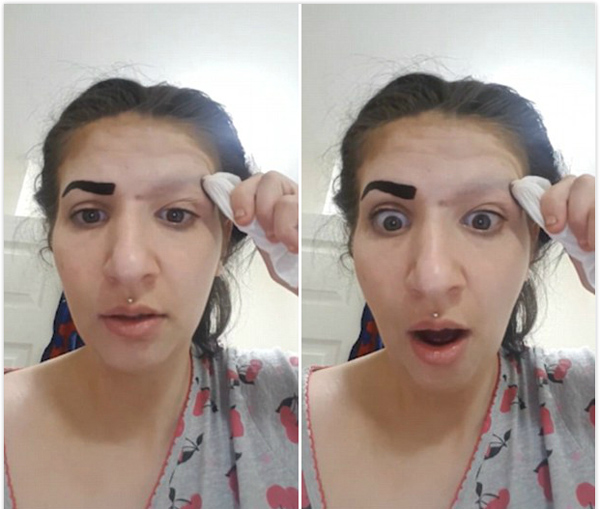 搞笑！女子誤用文眉藥劑導(dǎo)致眉毛不翼而飛