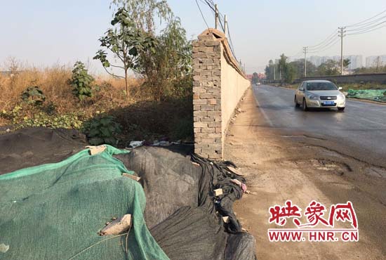 一墻之隔，一邊是道路，一邊是垃圾和荒草，市民質(zhì)疑其為遮羞墻。